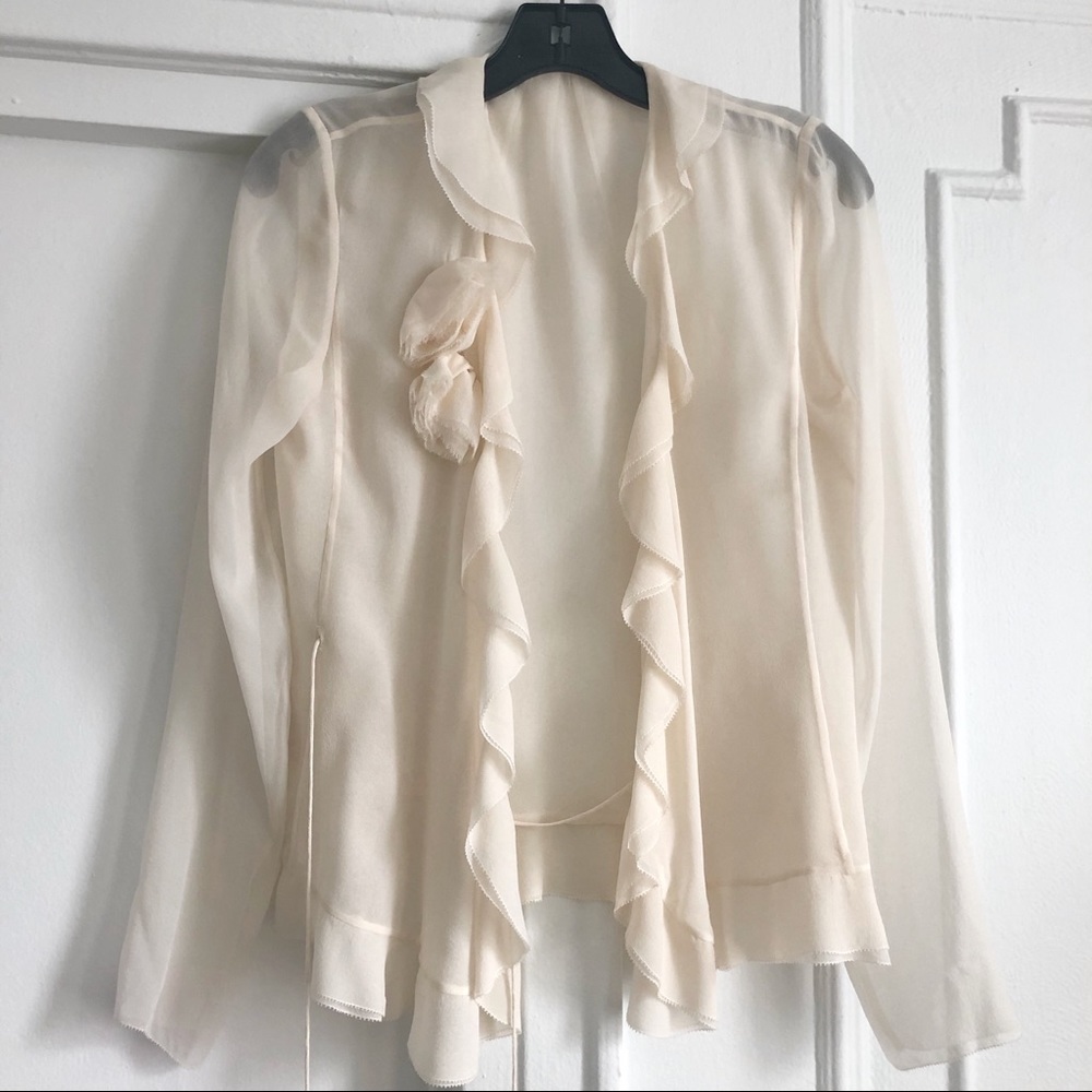 Elie Tahari 100% silk long sleeve blouse Size S